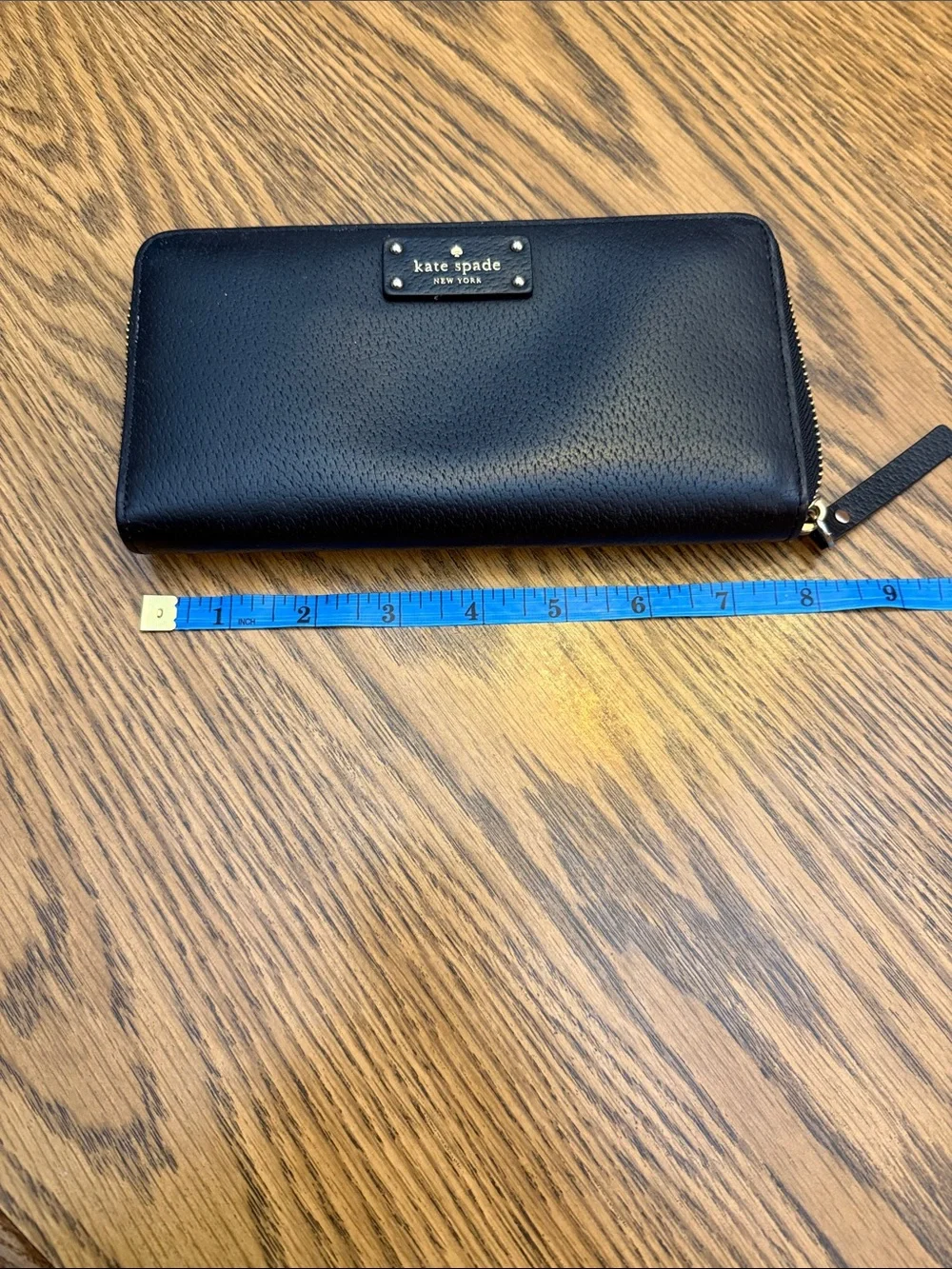 kate spade Black Zip Wallet with Gold Hardware